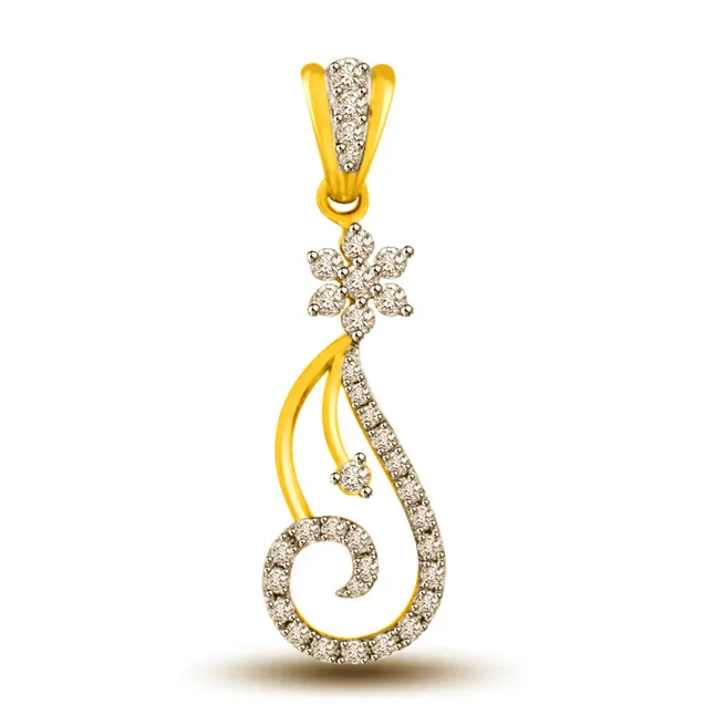 0.30cts Two Tone Gold & Real Diamond Pendant for My Beloved (P996)