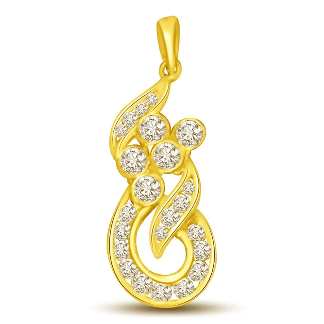 I Care for YOU 0.20cts 18kt Yellow Gold & Real Diamond Pendant (P999)