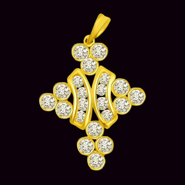 Shimmering Sunflower 0.21cts Fancy Design 18kt Yellow Gold & Diamond Pendant (P1001)