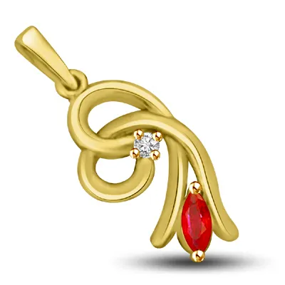 Goldi Twister Diamond & Ruby Pendants -Diamond -Ruby