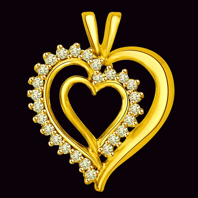 My heart is Beating 0.26cts Real Diamond & Gold Pendant (P1009)