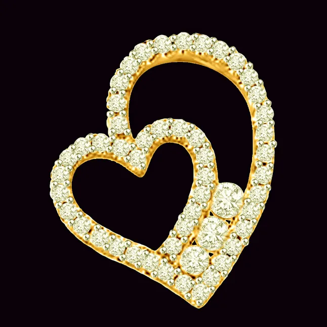 Heart in Heart 0.55cts 18kt Real Diamond Pendant for My Love (P1012)