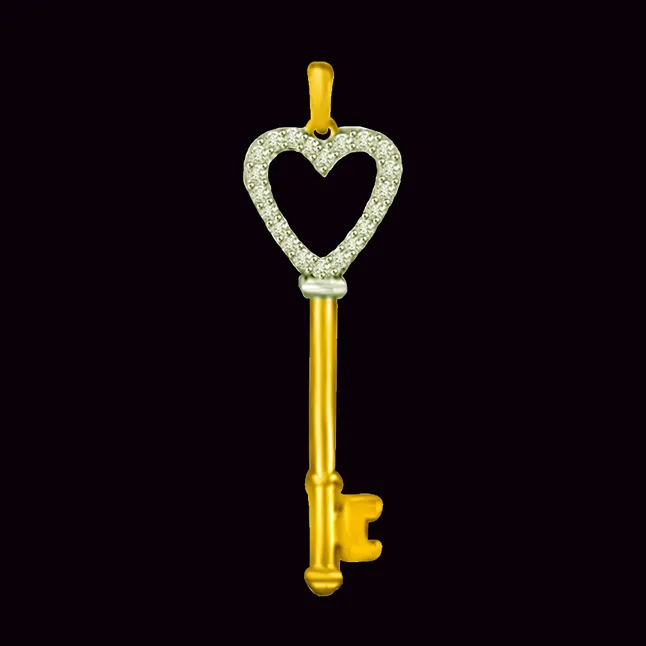 Key to my heart 0.10cts Real Diamond Pendant (P1013)