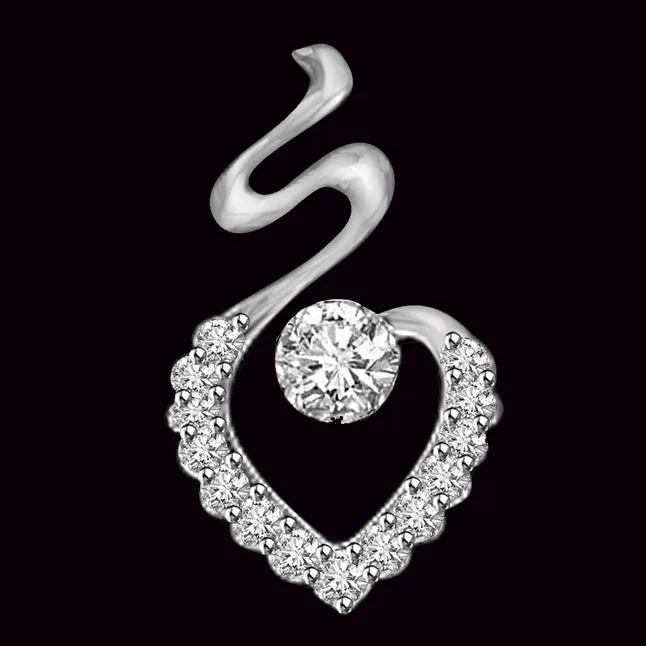 Angel's Heart 0.22cts White Gold Real Diamond Solitaire Pendant for Her (P1015)