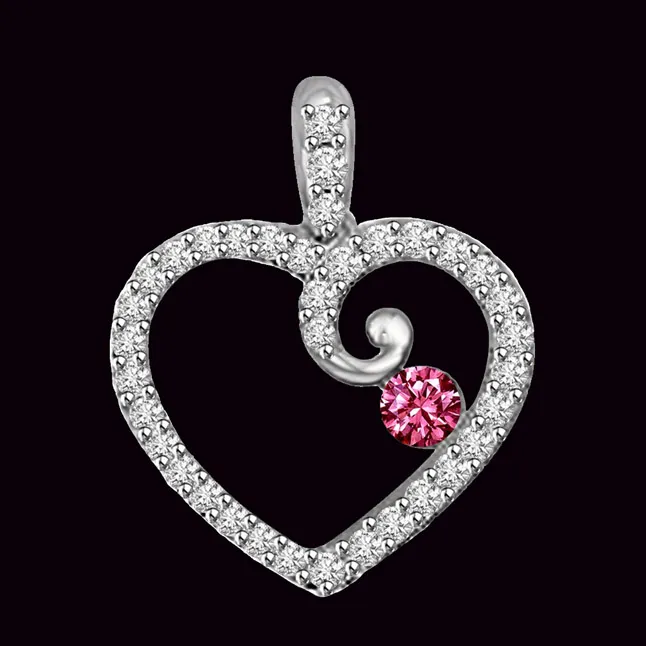 Royal Romance 0.36cts Heart Shape Ruby and Real Diamond Pendant (P1017)