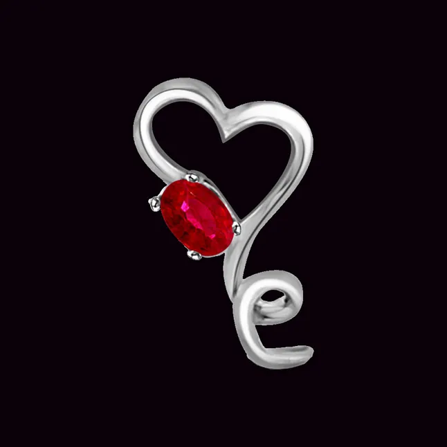 Cutie Hearts 0.15cts White Gold Real Red Ruby Pendant (P1022)