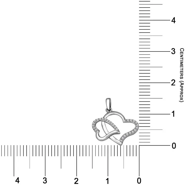 Cocktail of Two Soul 0.27cts White Gold Real Diamond Twin Heart Pendant (P1023)
