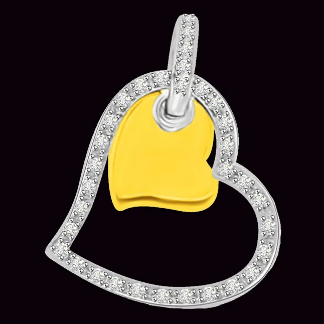 Pink Love in My Heart White Gold Diamond Pendants