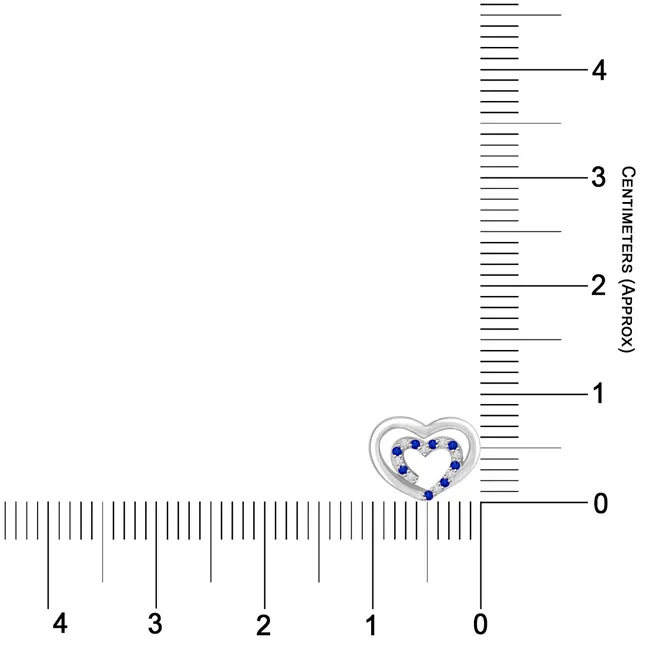 Bond of TWO Hearts Real Diamond & Blue Sapphire White Gold Heart Pendant in 14kt White Gold (P1030)