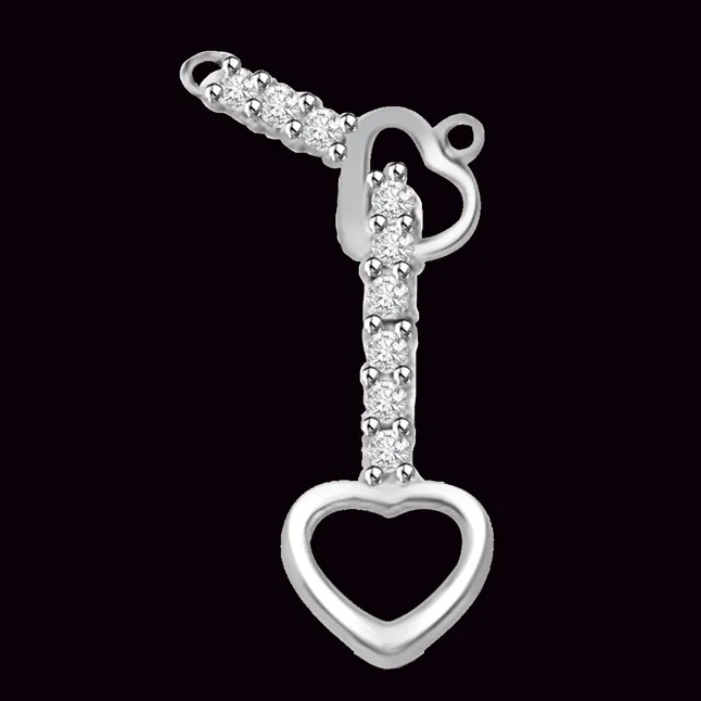 I Follow You 14kt White Gold Real Diamond Heart Pendant (P1031)