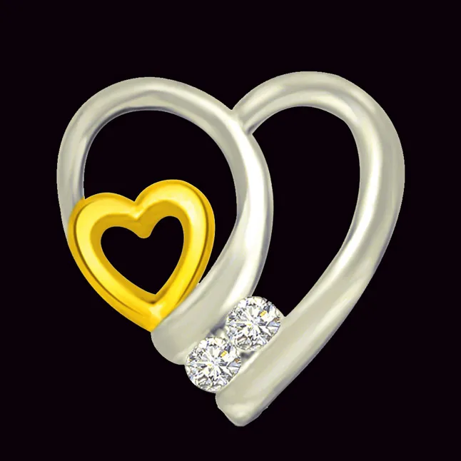 Interlocked Heart 0.03 cts Heart Shape Diamond Pendants