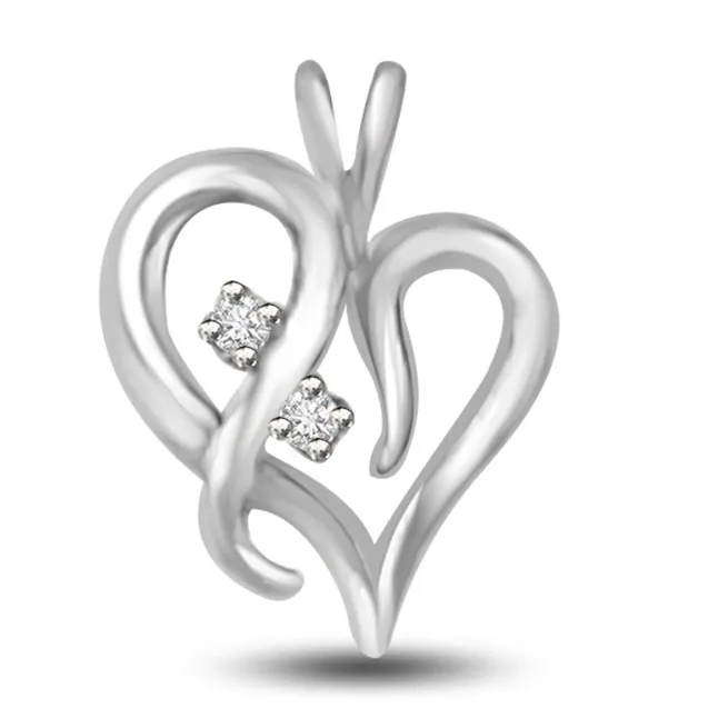 Dainty White Gold Diamond Heart Pendants for My Love