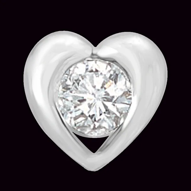 Big Solitaire Round Real Diamond Heart Pendant for Ladylove (P1043)