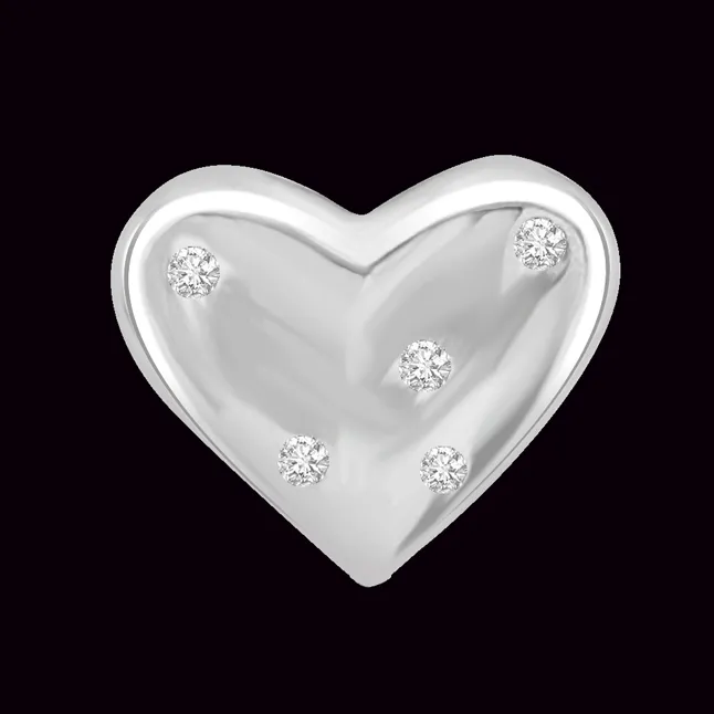 My Love is Serene - White Gold Real Diamond Heart Pendant (P1047)