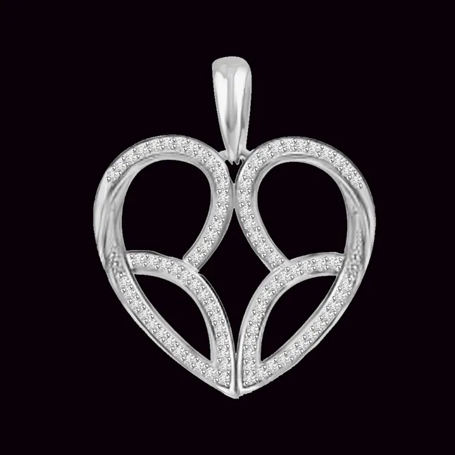 Bride Choice 0.30cts Pave Set White Gold Real Diamond Heart Pendant (P1050)