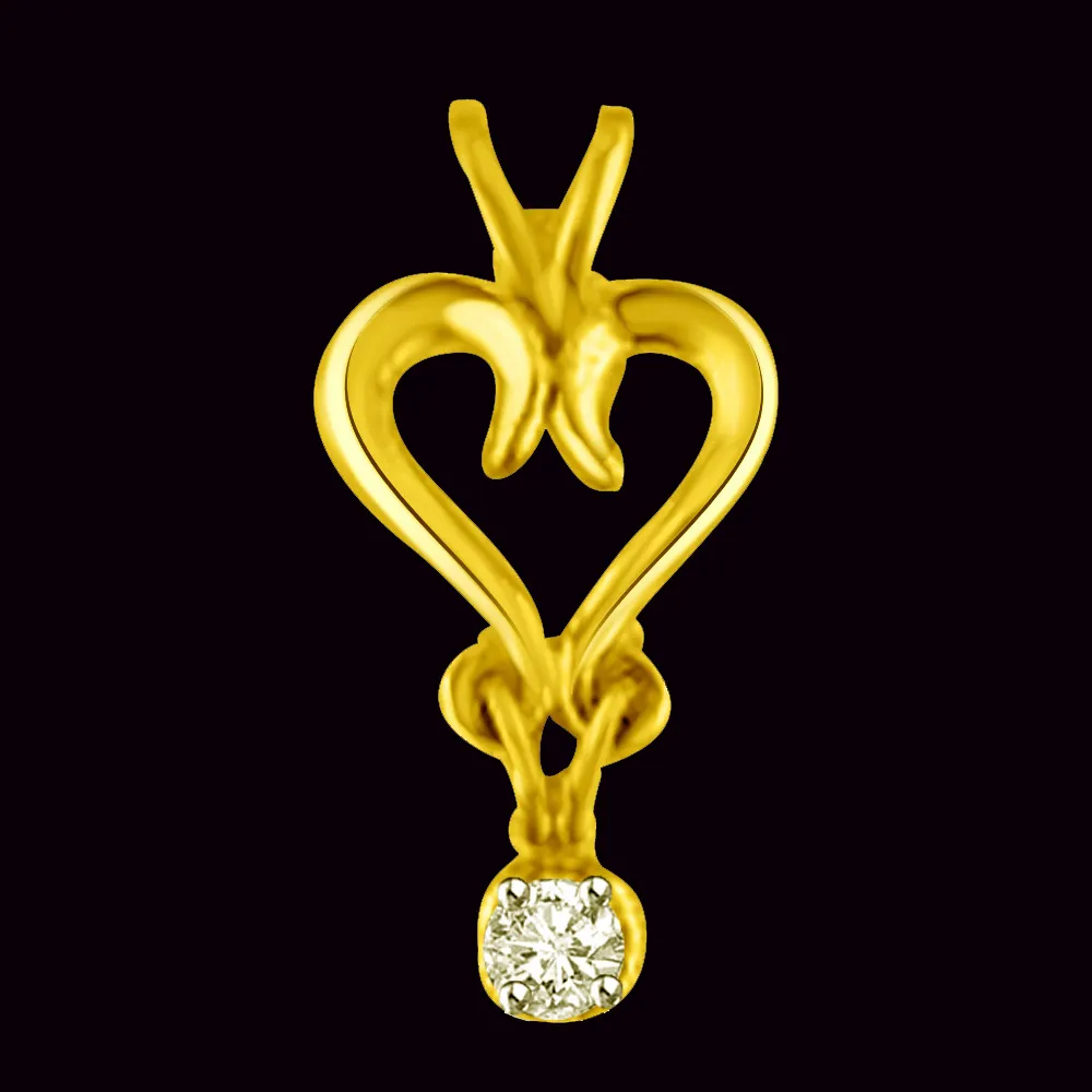 Twirly Hearts 0.06cts Heart Shape Gold and Real Diamond Pendant (P1051)