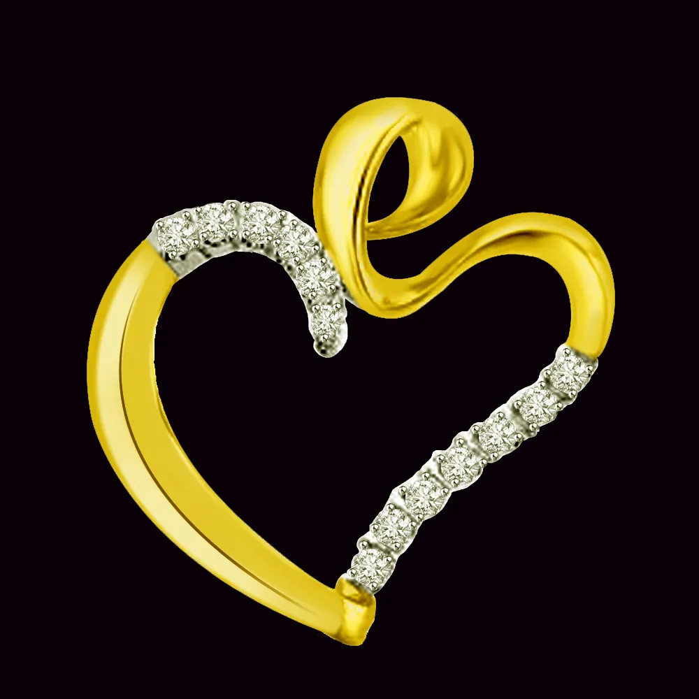 Fancy Heart 0.13cts Heart Shape Real Diamond Pendant (P1052)