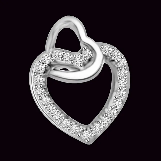 Love Makes the World go Round Diamond Heart Pendants
