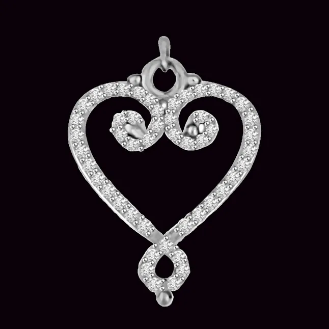 Light of My Life White Gold Real Diamond Heart Pendant (P1058)