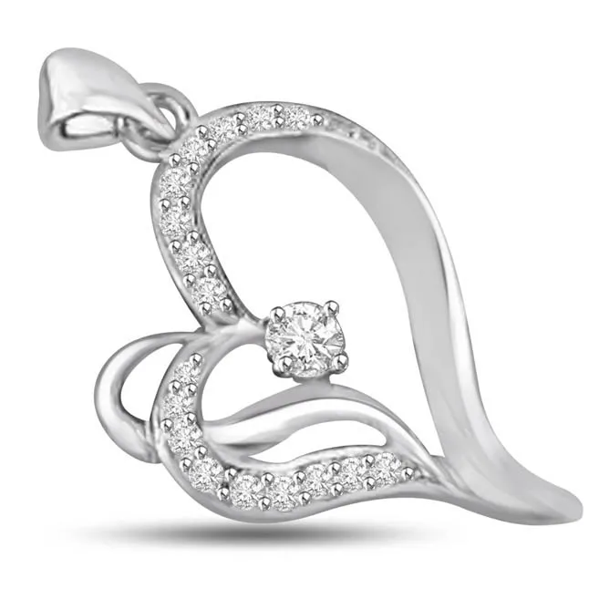 You're My Princess White Gold Diamond Heart Pendants