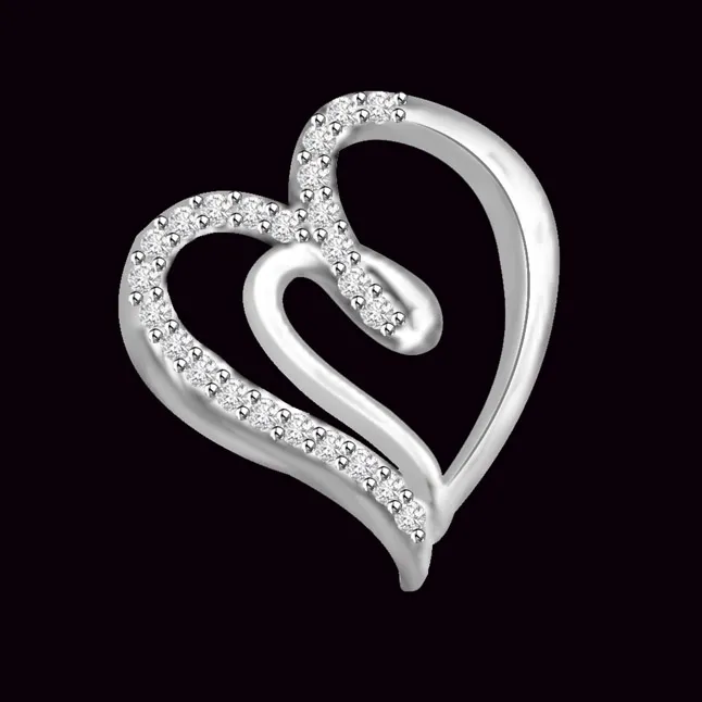 You're My Sweeti White Gold Real Diamond Heart Pendant (P1071)