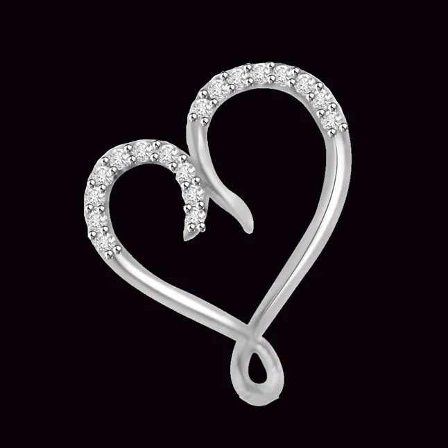 Love is Blind White Gold 14kt Real Diamond Heart Pendant (P1072)