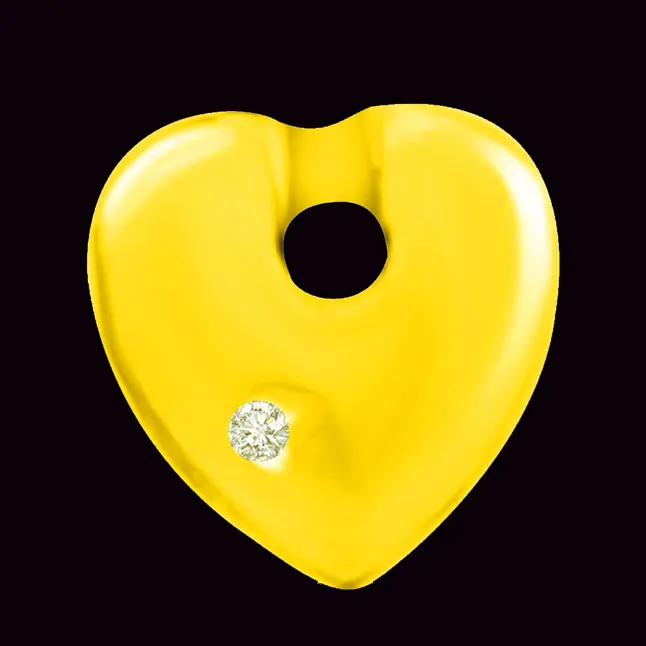 You're My Sunshine Yellow Gold Diamond Heart Pendants