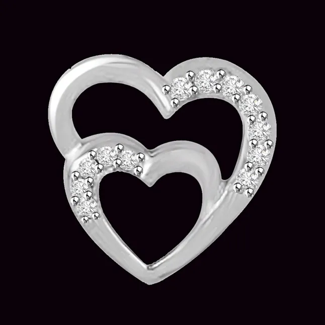 I Get High with You White Gold Real Diamond Heart Pendant (P1077)