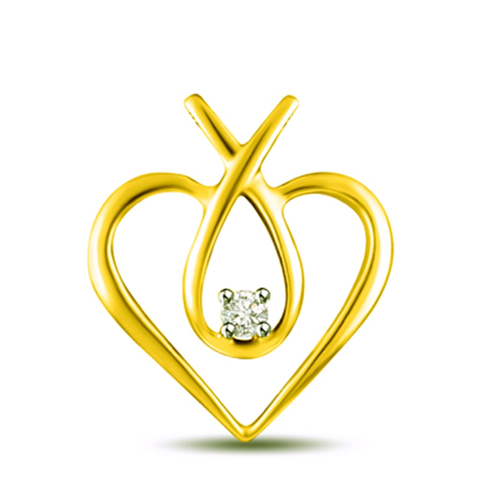 Golden Love 0.025 cts Heart Shape Diamond Pendants