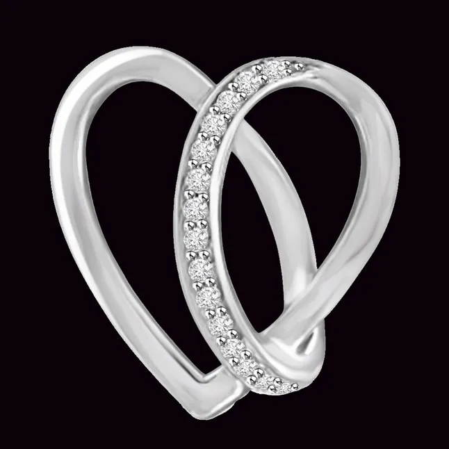 I Cherish You..14kt White Gold Diamond Heart Gold Pendant (P1082)