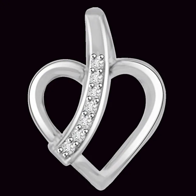 Real Diamond & White Gold Heart Pendant (P1083)