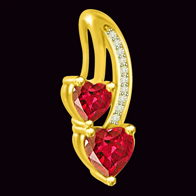 Gorgeous Heart Shaped Real Red Ruby and Diamond Pendant (P1084)