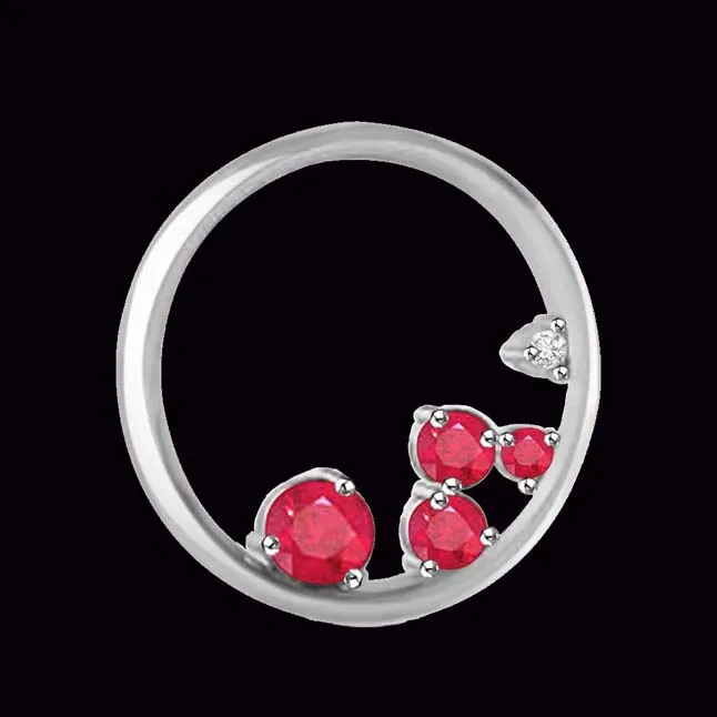 Royal Shine Real Red Ruby Pendant White Gold Along With Diamond (P1088)
