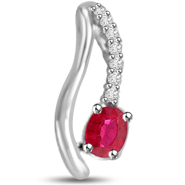 Dream Girl Glory Ruby Pendants With Diamond Accent In White Gold -Diamond -Ruby