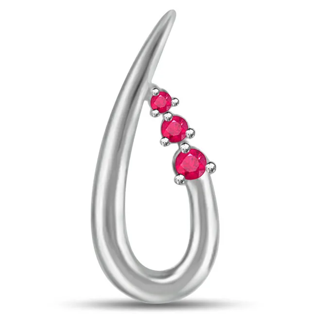 Touch the SKY Beautiful Ruby Pendants In White Gold -Diamond -Ruby