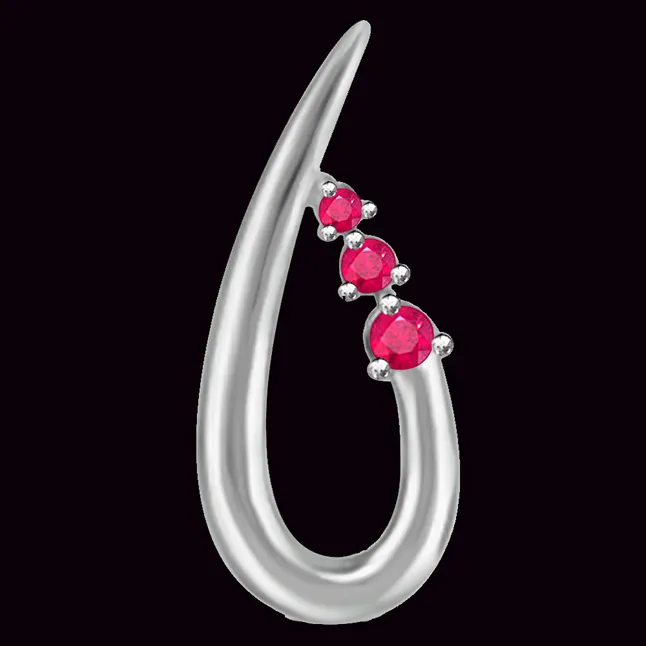 Touch the SKY Beautiful Real Red Ruby Pendant In White Gold (P1091)