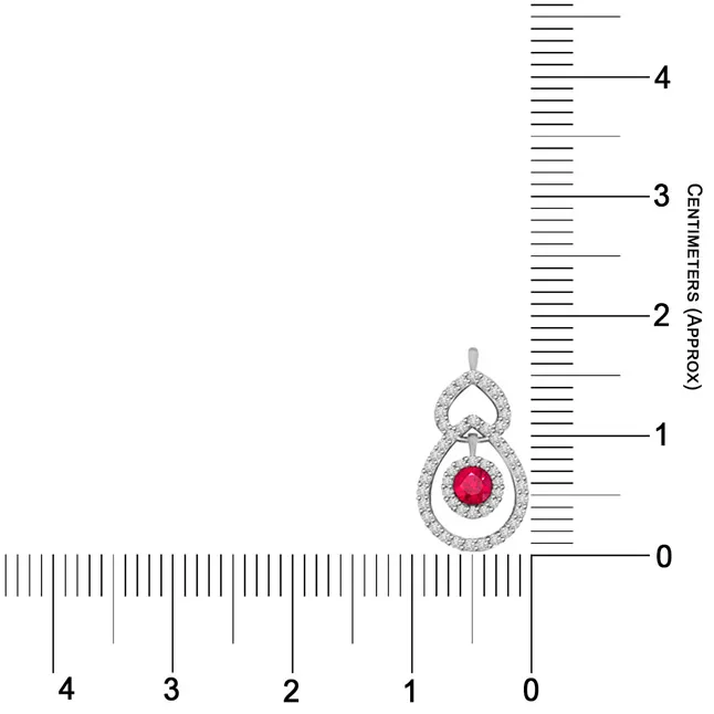 True Beauty Drop Shaped Real Diamond Pendant With A Red Round Ruby (P1092)