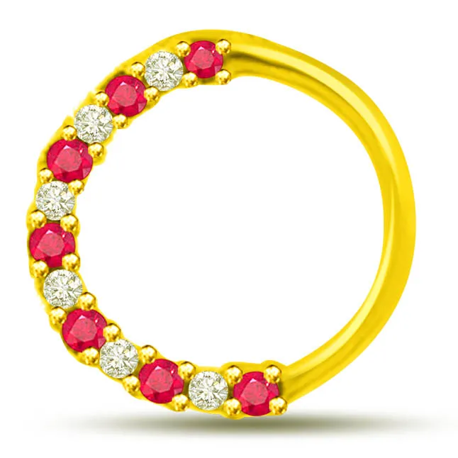 Around You Beautiful Yellow Gold Pendants Of Rubies Diamonds -Diamond -Ruby