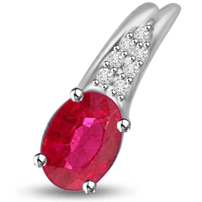 Eternal Elegance Real Ruby And Diamond Pendant In White Gold (P1103)