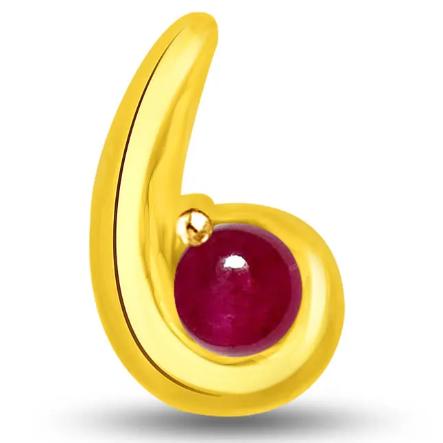 Diva's Choice 0.50 TCW Elegant Red Ruby Pendants In Yellow Gold -Diamond -Ruby