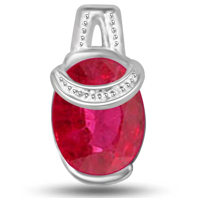 Passionate Ruby 1.00 TCW Beautiful Red Ruby Pendants In White Gold -Diamond -Ruby