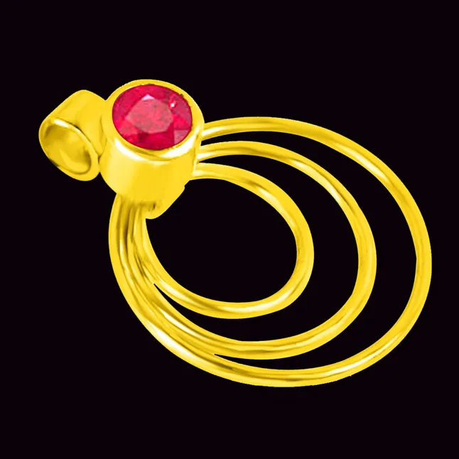 Real Ruby Passion Ideal 18kt Yellow Gold And Ruby Pendant (P1120)