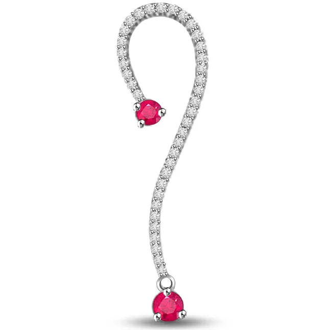 Garden Pride 0.60 TCW Ruby & Diamond Pendants In White Gold -Diamond -Ruby