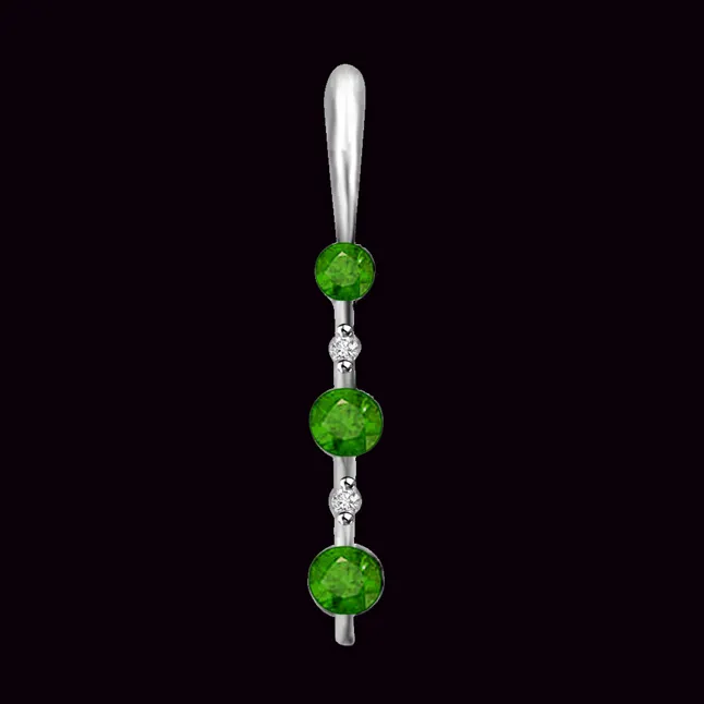 Green Delight Real Emerald Drop Pendant White Gold (P1136)