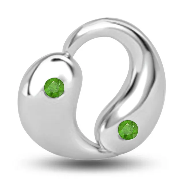 Green Dream Beautiful Emerald Pendants In 14kt White Gold -Emerald Gold Pendants