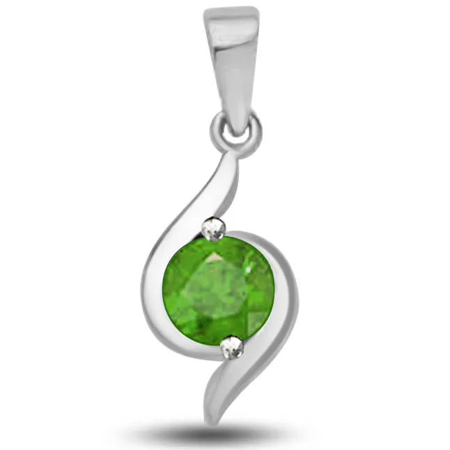 Captured Royality 0.50 TCW Elegant Emerald Pendants In 14kt White Gold -Emerald Gold Pendants