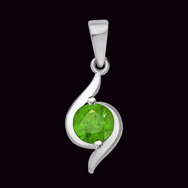 Captured Royality 0.50 TCW Elegant Emerald Pendants In 14kt White Gold -Emerald Gold Pendants