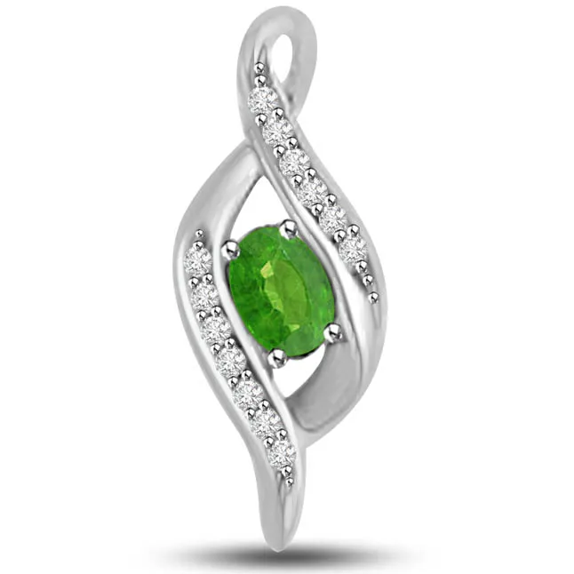 Lemonade Lake 0.30 TCW Elegant Emerald Diamond Pendants