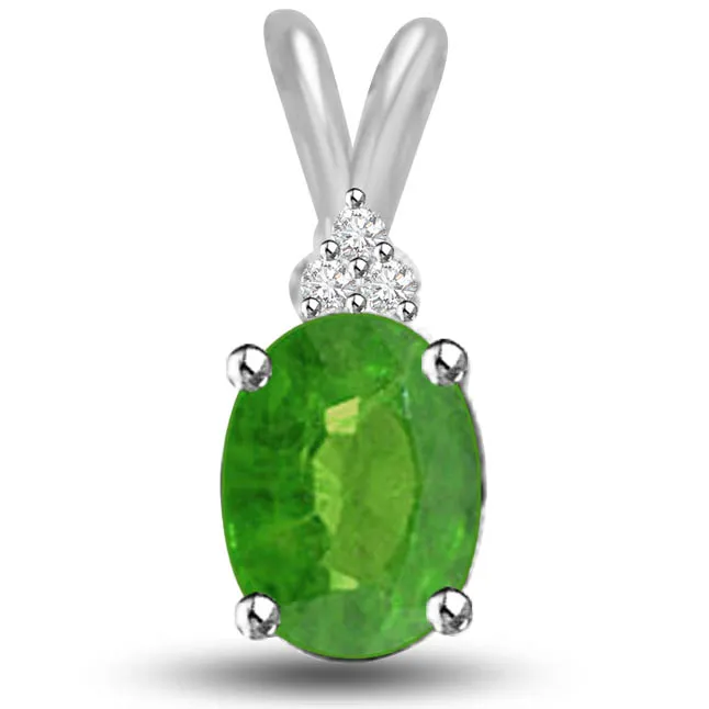 Glitterings Galaxy 1.05 TCW Emerald Diamond Pendants