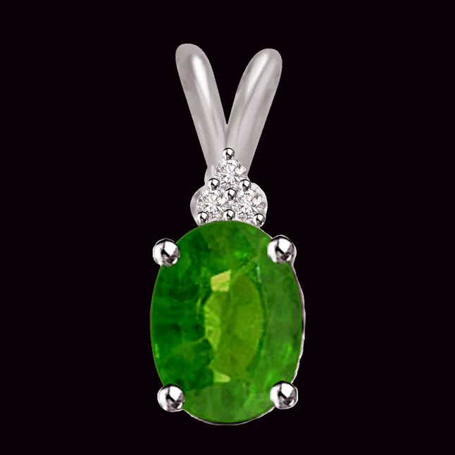 Glittering Galaxy 1.05 TCW Real Emerald And Diamond Pendant (P1165)